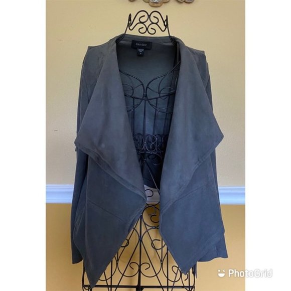 Karen Kane Grey Faux suede fringed western style blazer - Picture 3 of 7